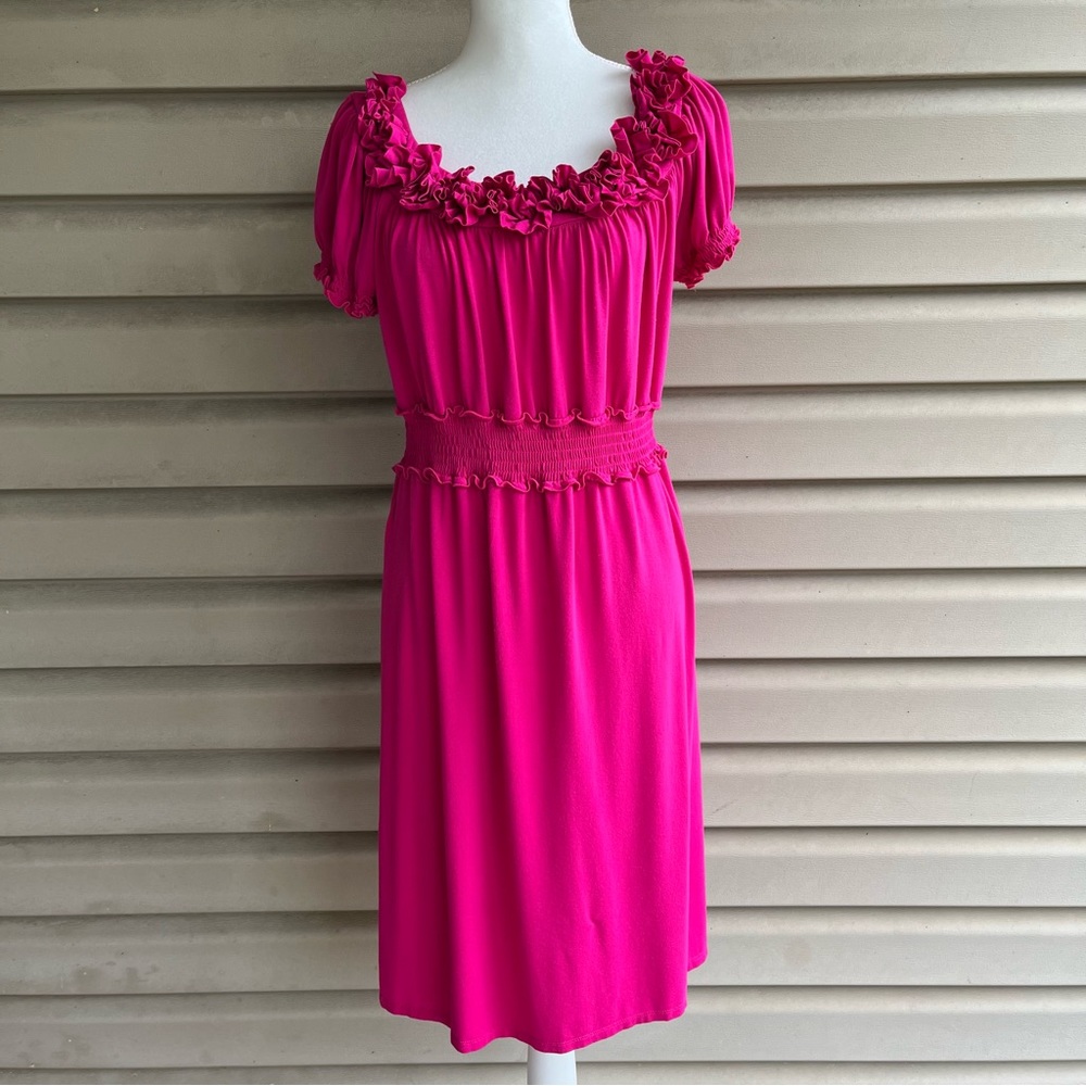 •New Directions• Fuchsia Knit Ruffle Dress - Size 16
